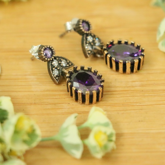 925 Sterling Silver Cubic Zirconia Stones Earrings - Picture 6 of 8